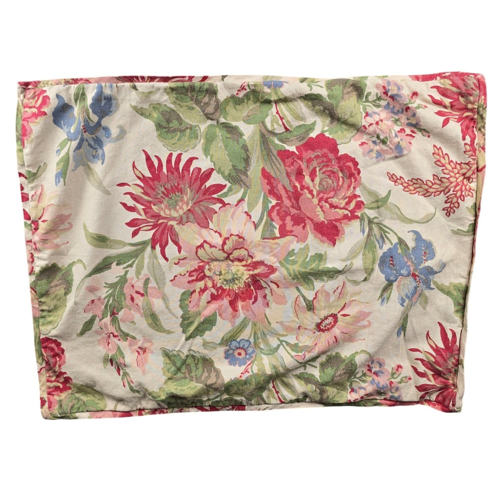Pottery Barn Marla Floral Linen Cotton Sham Pink Red Cottage English Garden